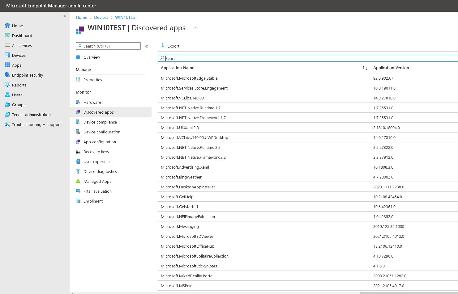 List of Software Titles against an asset in the Microsoft Intune Product, with limited information, and the software titles are not yet put through a software recognition engine